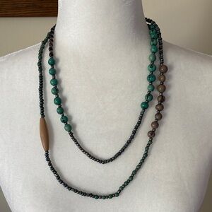 J. Jill Green and Brown Beaded Necklace